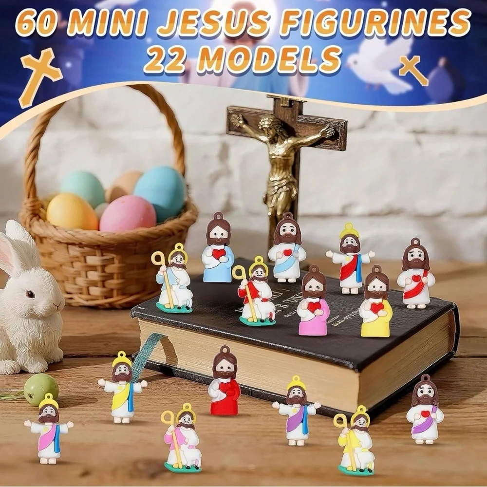 60 Mini Jesus Figurines Bulk NIB Sunday School Gifts Baptism Church Party Favors